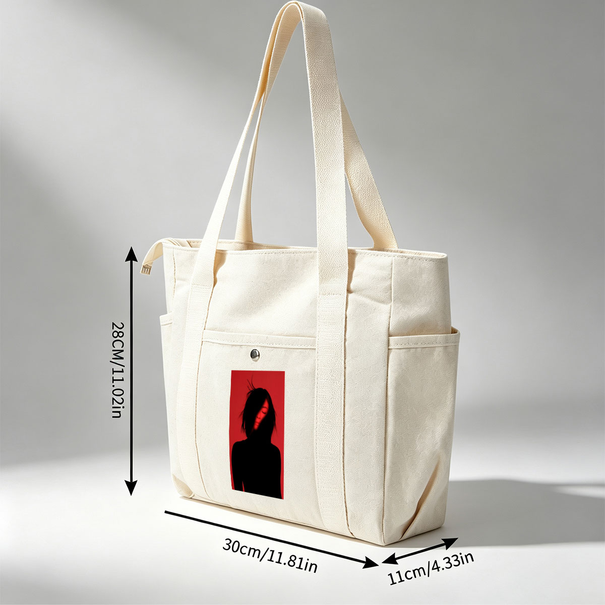 Billie Eilish in a Dramatic Red-Lit Portrait with Silhouetted Features - Multi-pocket bags
