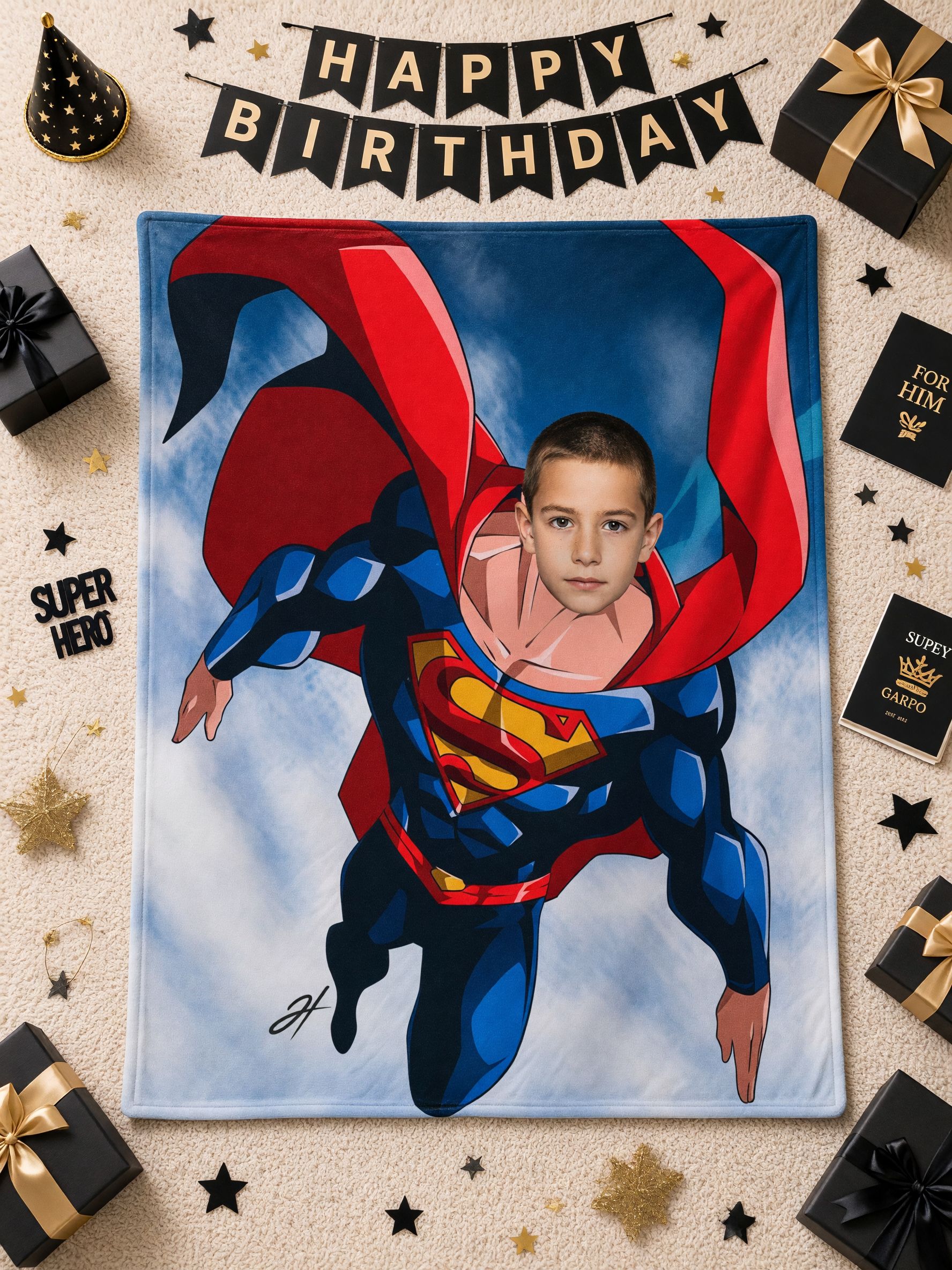 Custom Face Superhero Blanket Personalized Photo Flannel Throw Soft Fleece Bed Couch Quilt Gift