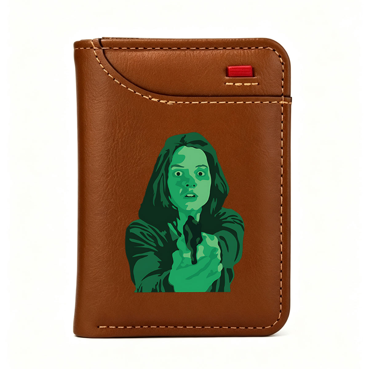 Woman with Green Skin Holding Gun - Vertical Style Wallet