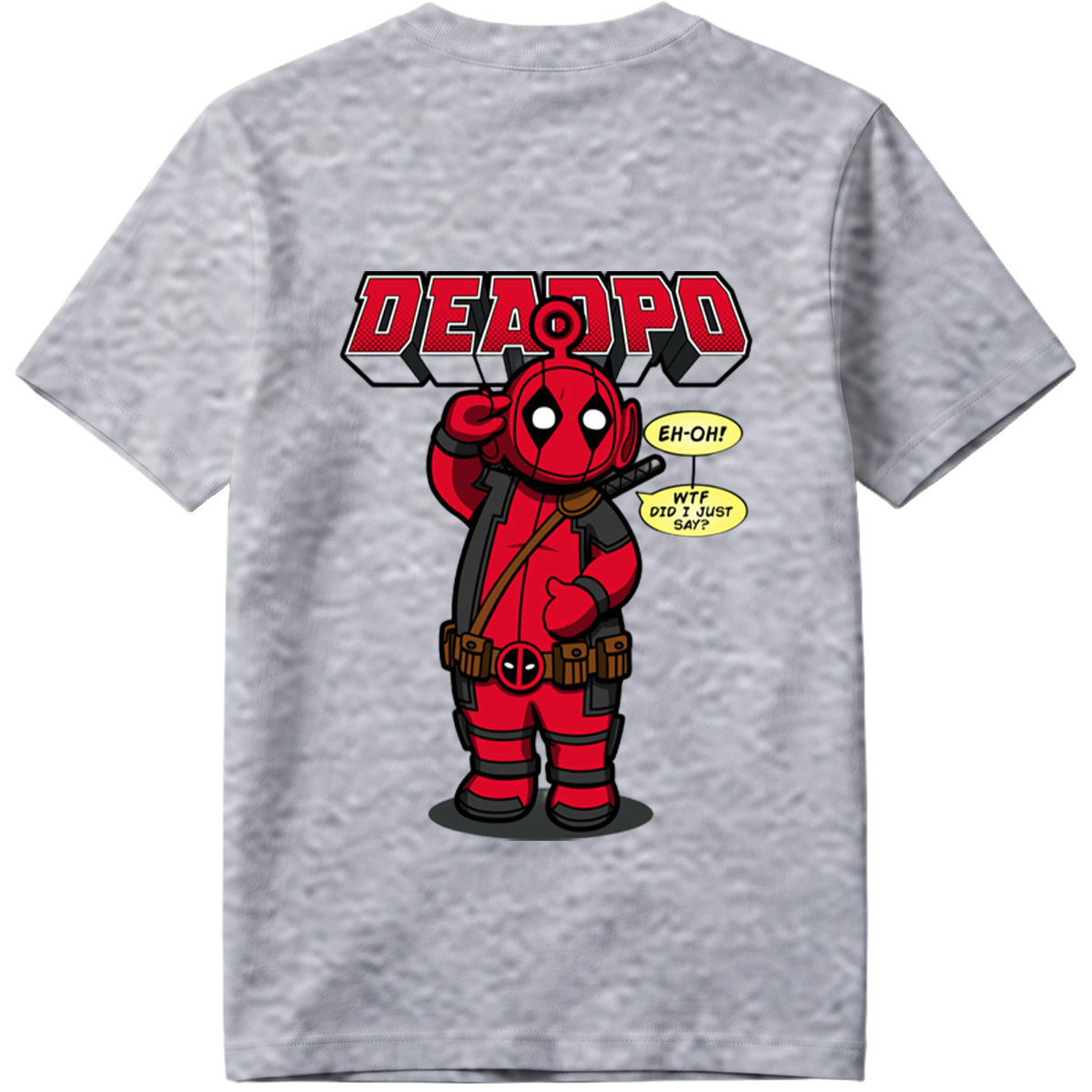 Deadpool Chibi Character with Speech Bubbles - Tee