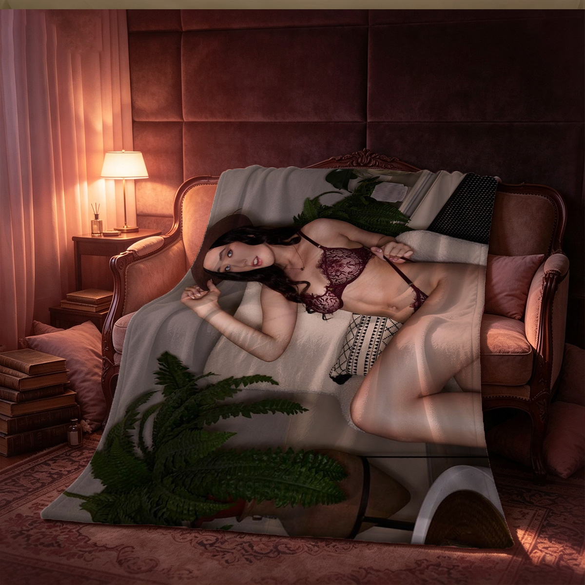 Emily Ratajkowski nude on all fours smiling at camera - Blanket