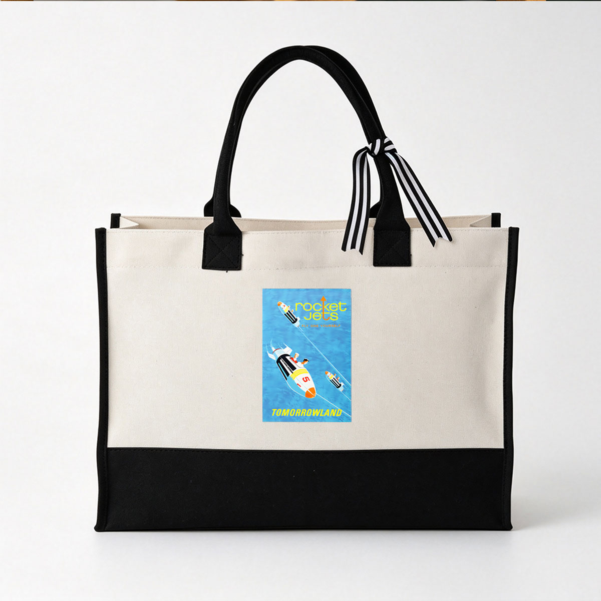 Rocket Jets: Fly One Yourself - Tomorrowland - Canvas patchwork gift tote bag