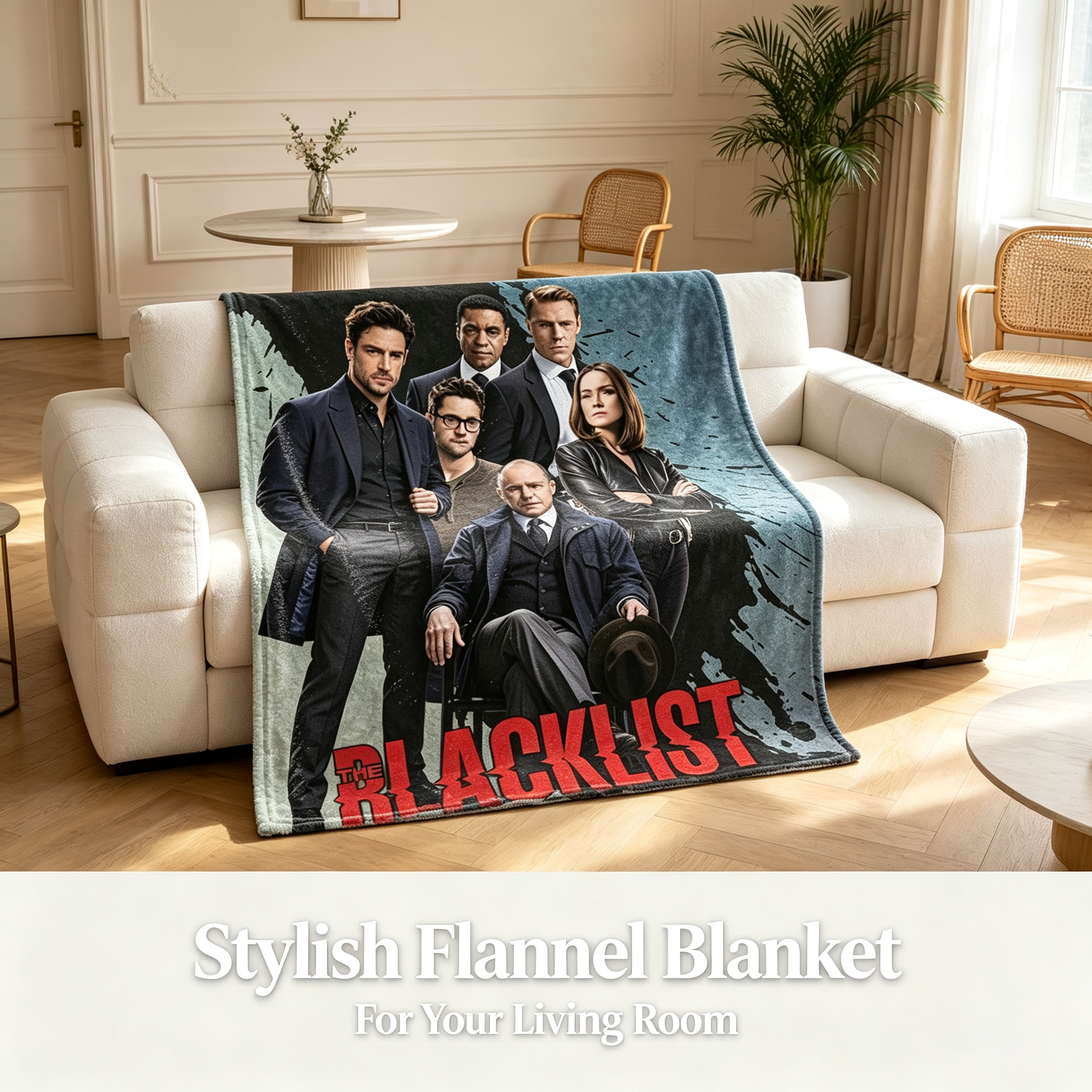 Custom Face Blanket The Blacklist Flannel Blanket TV Show Character Portrait Soft Cozy Throw Blanket Perfect for Couch Watching or as a Unique Gift for Fans