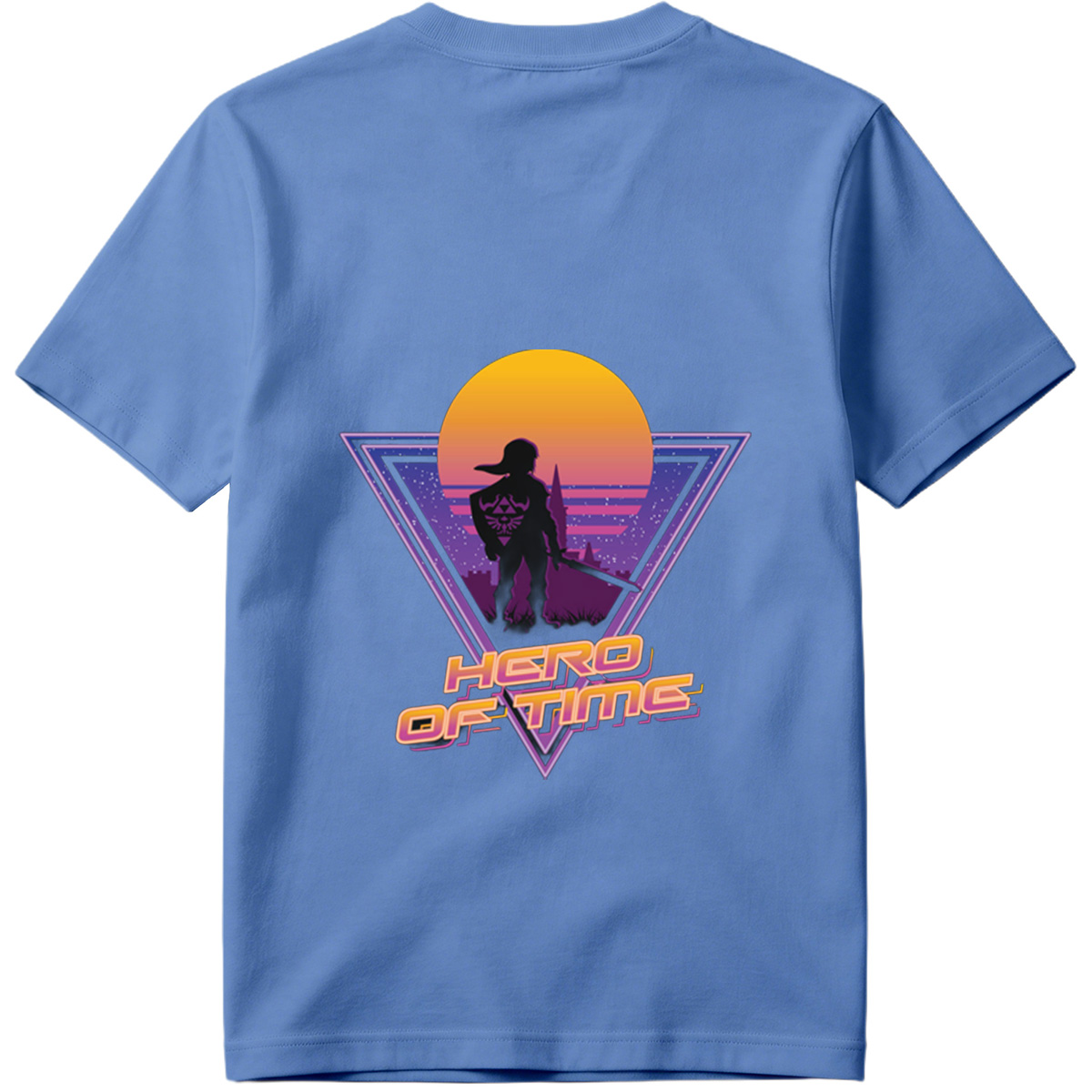 Hero of Time: Link Silhouette in Retro Sunset Scene - Tee