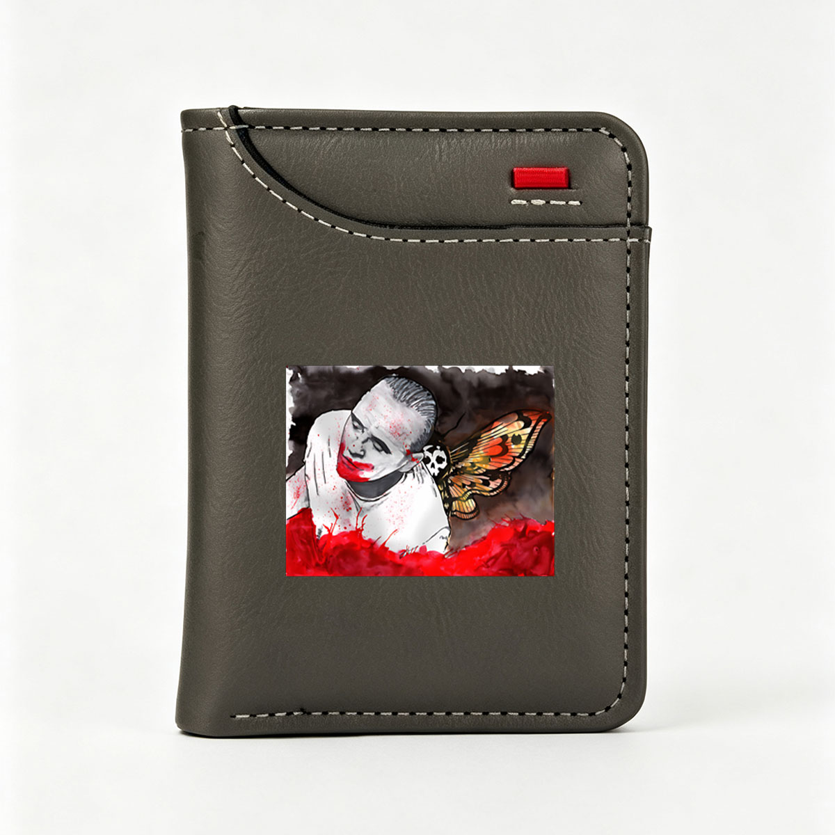 Bleeding Man with Skull Butterfly - Vertical Style Wallet