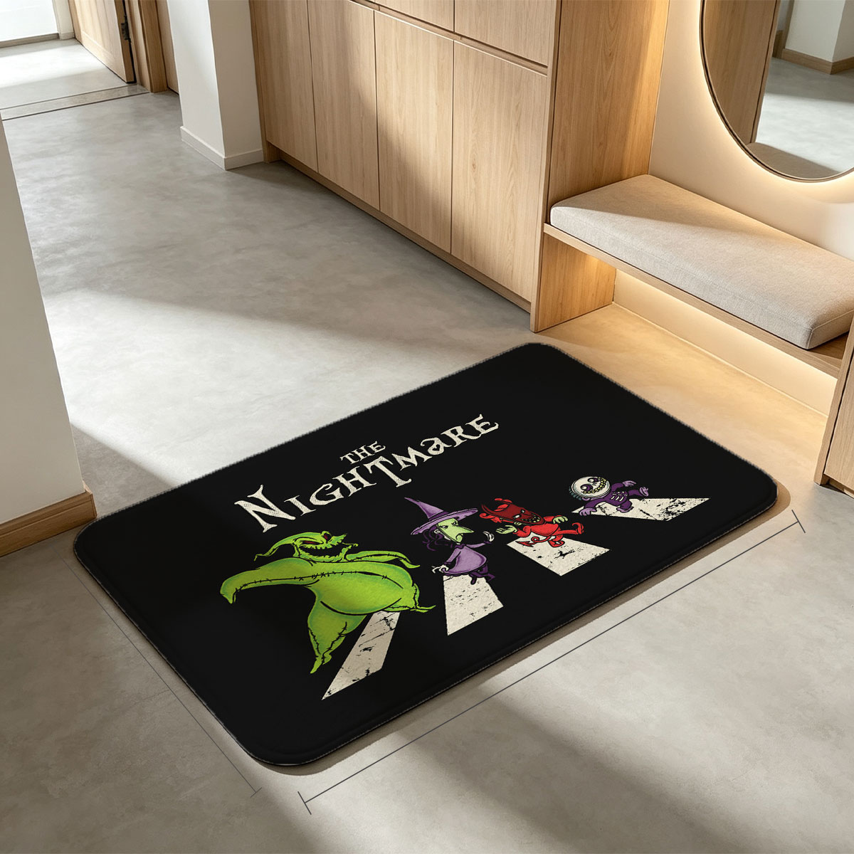 The Nightmare: Oogie Boogie, Witch, Devil, and Skeleton Crossing the Road - Flannel floor mat