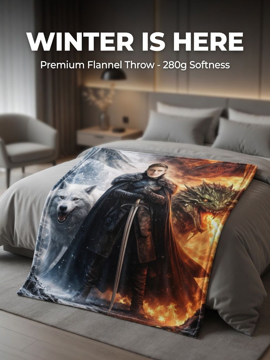 Custom Face Fantasy Knight Flannel Blanket Personalized Photo Portrait Ultra Soft Fleece Throw for Epic Family Gifts