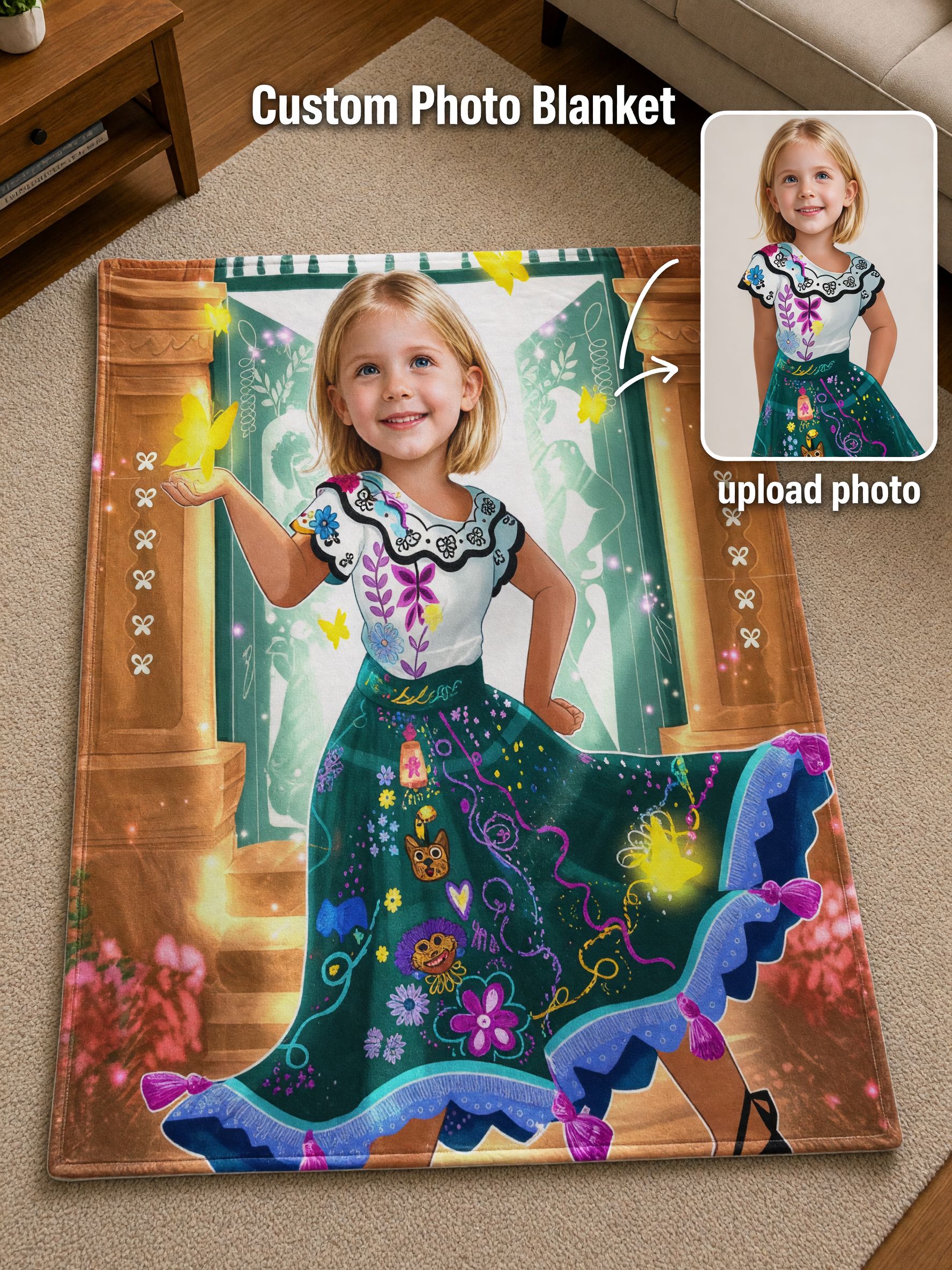 Custom Face Photo Blanket Personalized Flannel Fleece Throw Skin-Friendly Soft Magical Keepsake Gift