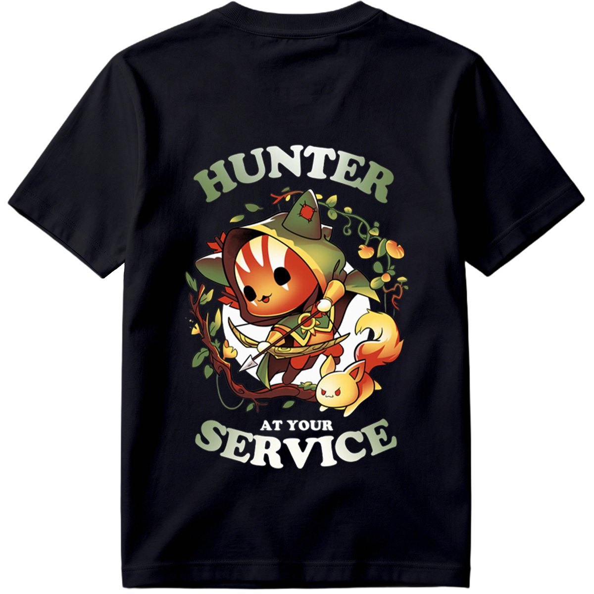 Hunter at Your Service - Chibi Archer and Fox Companion - Tee