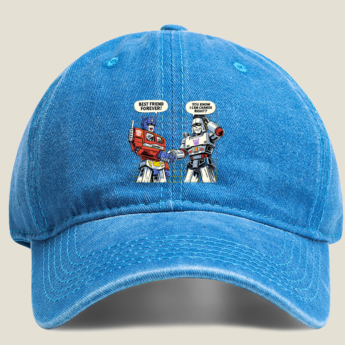 Transformers: Optimus Prime and Megatron Best Friends Forever - Washed Denim - Baseball Cap