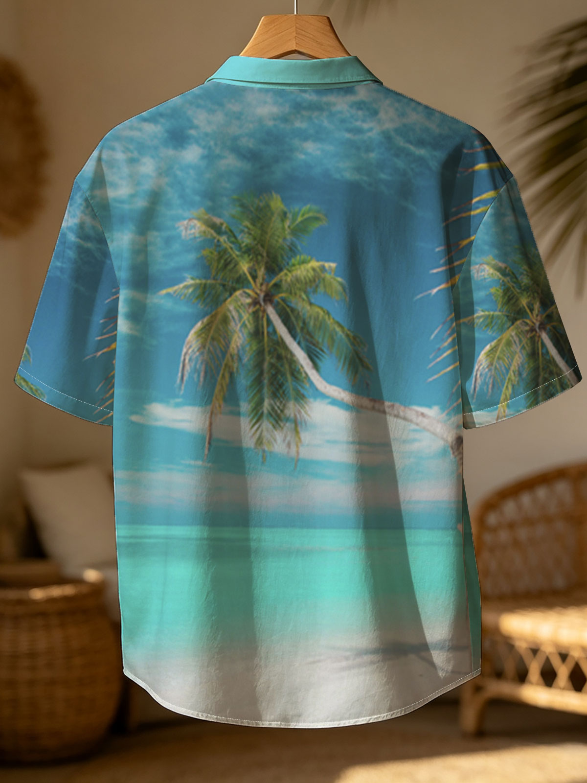 Tropical beach with palm tree and turquoise water -  Shirt