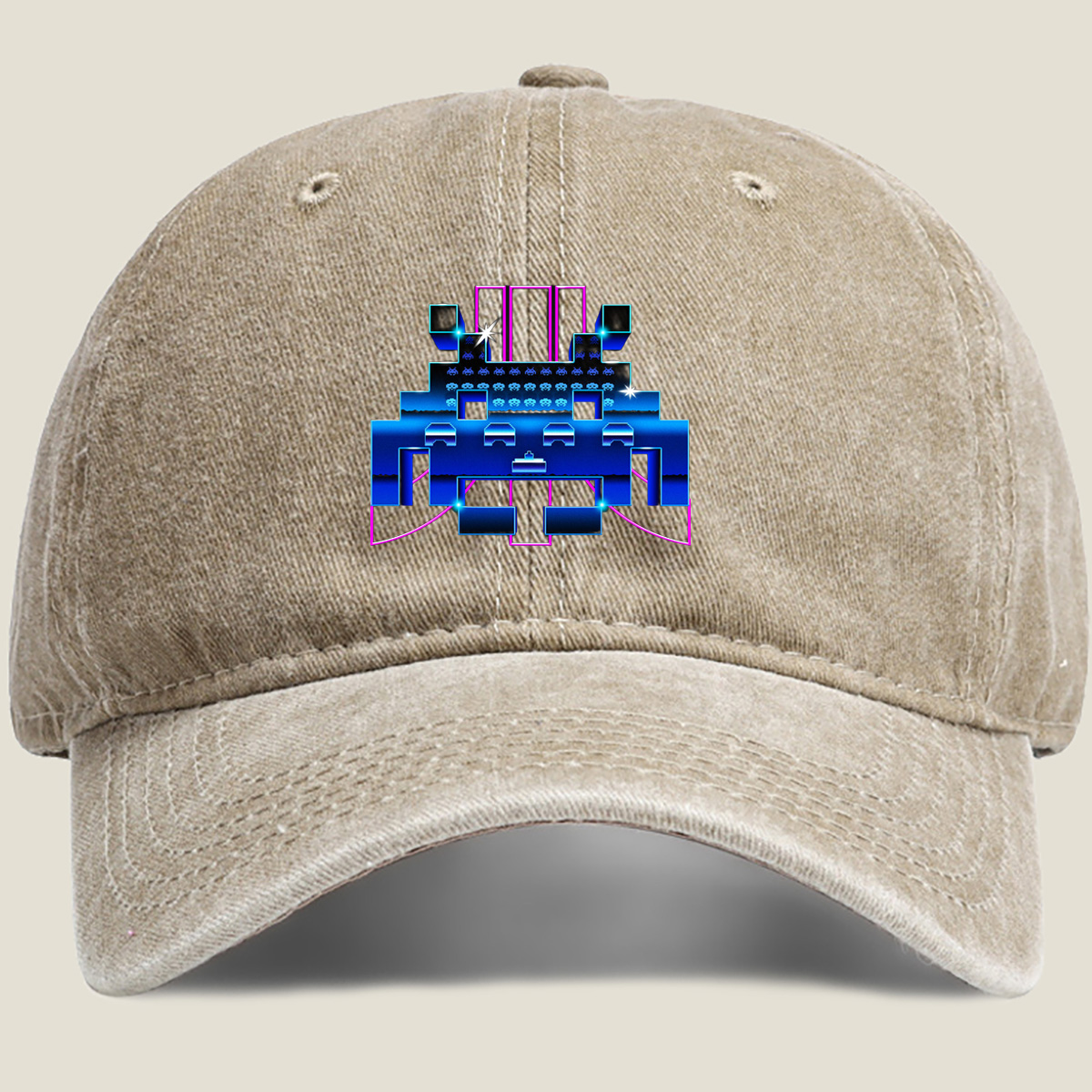 Space Invaders: Classic Arcade Encounter - Washed Denim - Baseball Cap