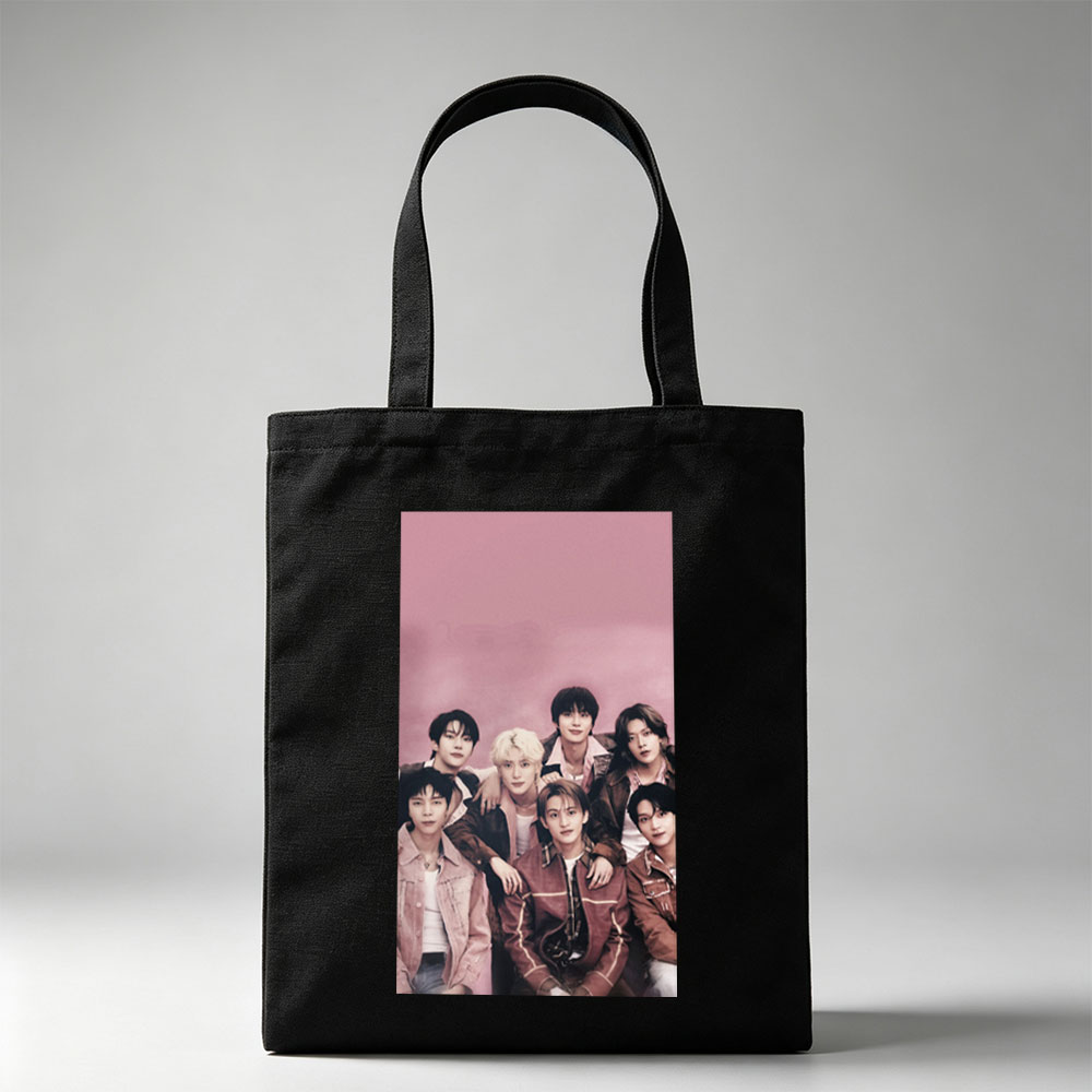 SEVENTEEN Group Photo in Cozy Pink Outfits Against Soft Pink Background - Canvas tote bags