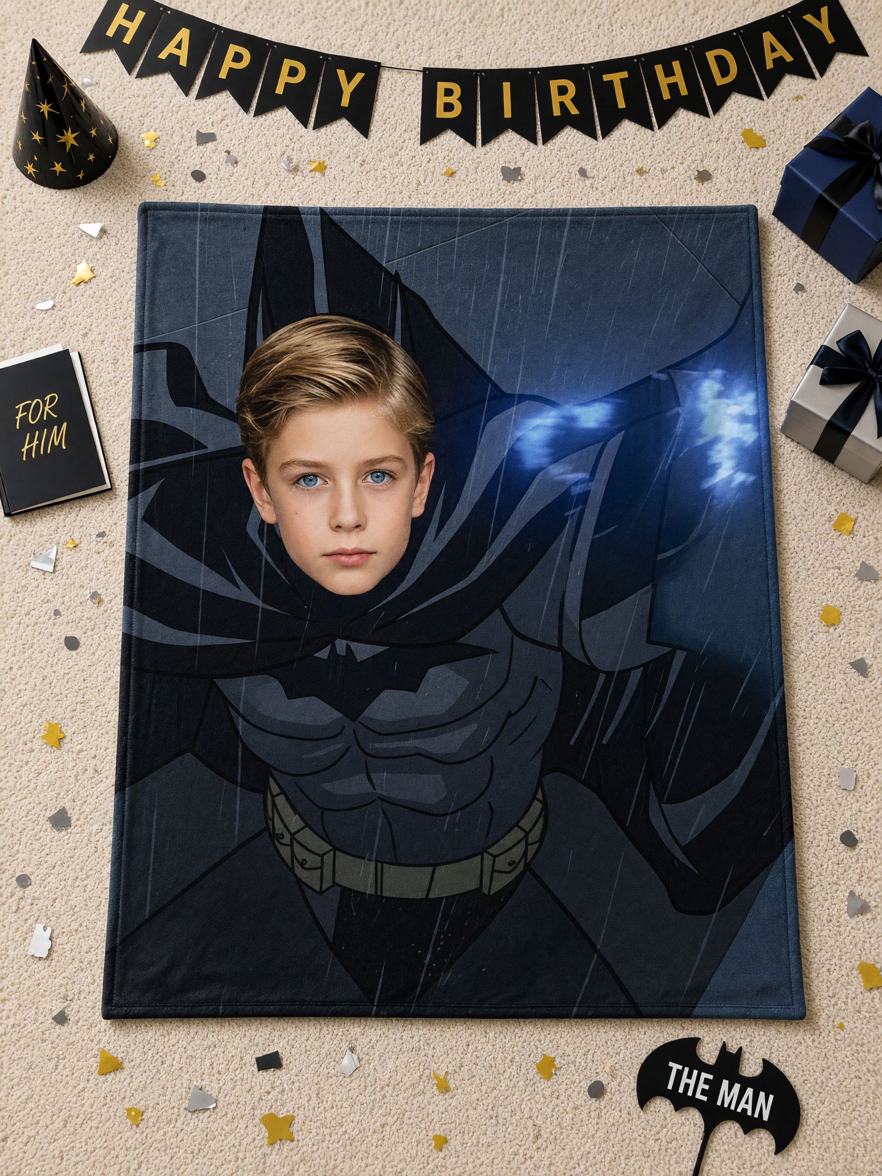 Custom Photo Face Superhero Flannel Blanket Ultra Soft Anti Pilling Throw for Bed Couch Personalized Superhero Gift