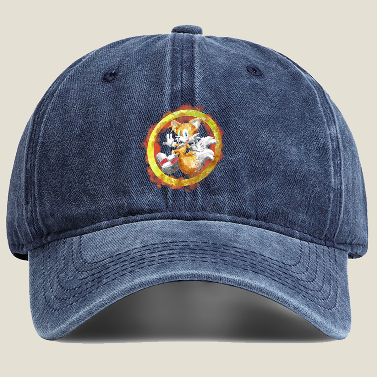 Sonic the Hedgehog: Tails in a Ring - Washed Denim - Baseball Cap