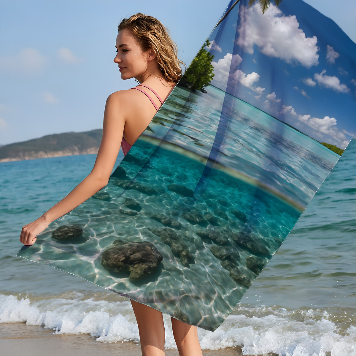 Crystal Clear Waters and Palm Trees in Paradise - Beach towels