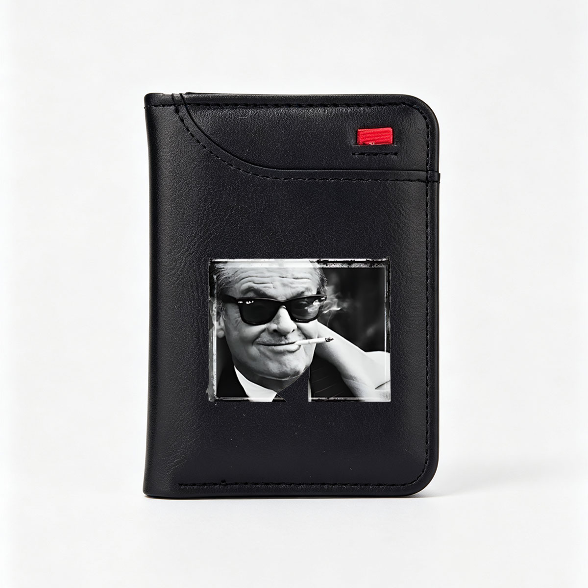 Jack Nicholson in sunglasses smoking a cigarette, iconic actor portrayal - Vertical Style Wallet