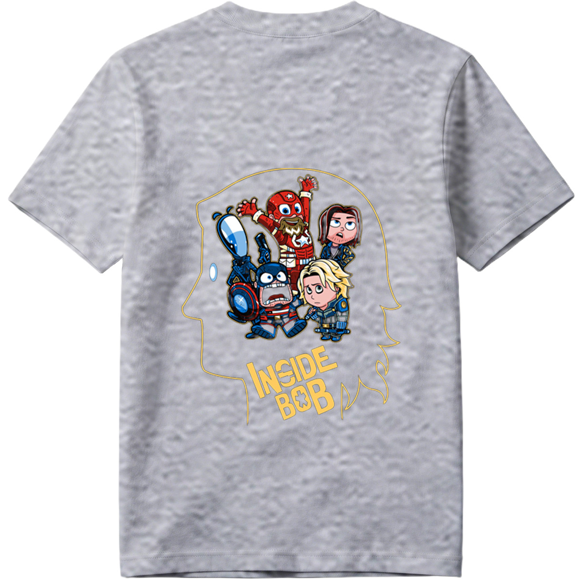 Inside Bob: Captain America, Black Widow, and Thor in Chibi Style - Tee