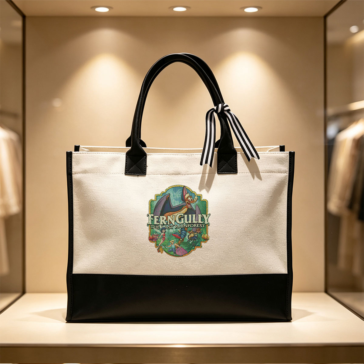 FernGully: The Last Rainforest - Characters, Animation, Environmental Adventure - Canvas patchwork gift tote bag