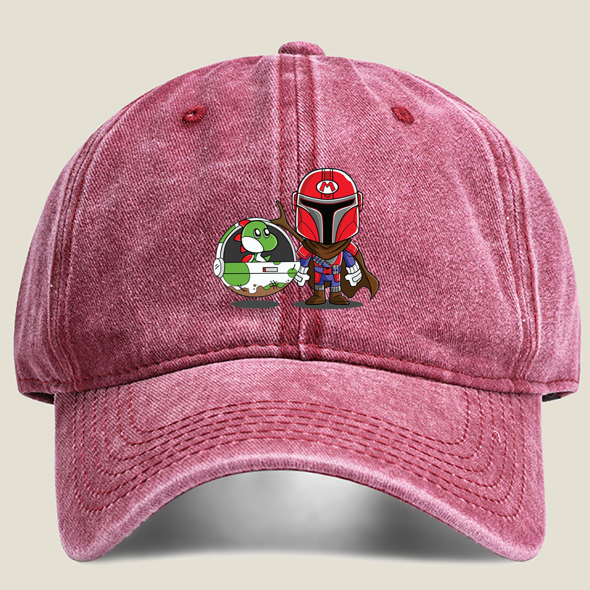 Mario x Mandalorian: Yoshi in a Pod - Washed Denim - Baseball Cap
