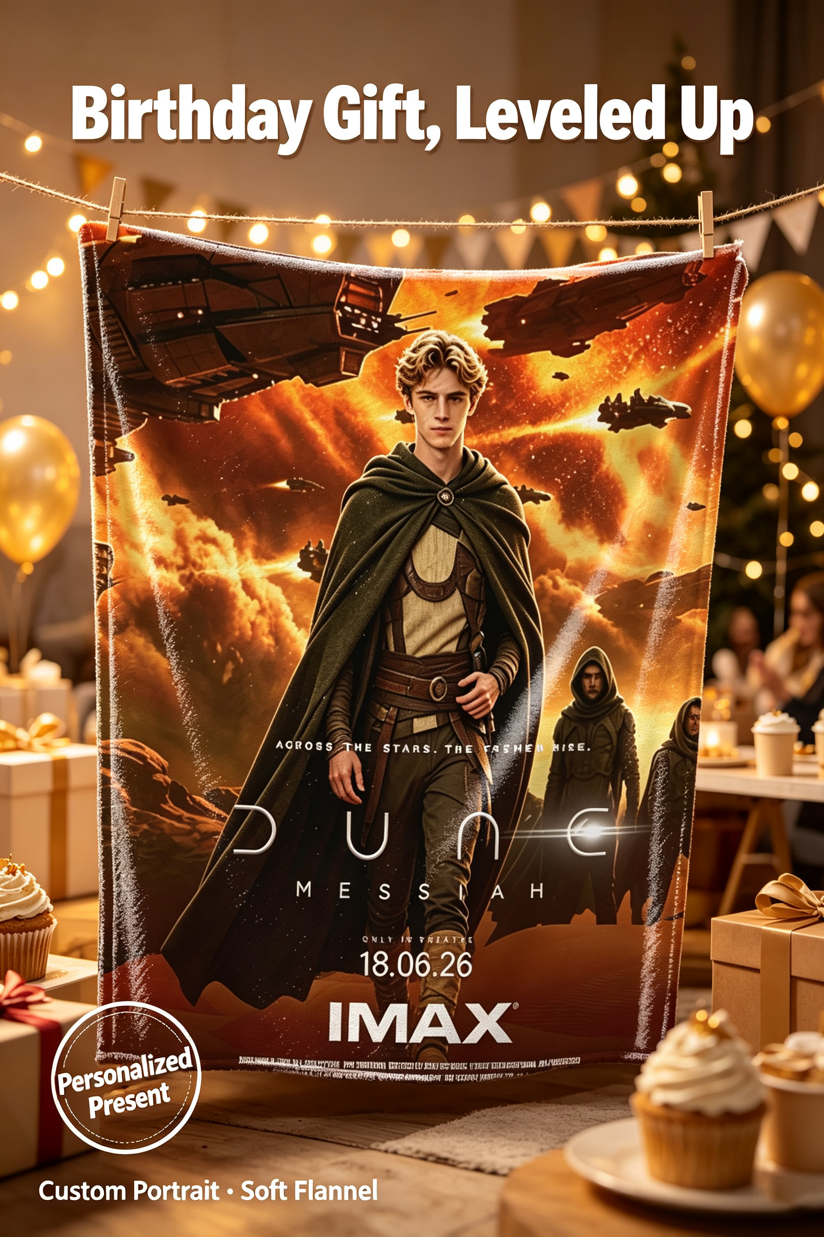 Custom Face Blanket Dune Messiah Flannel Blanket for Movie Fans Cozy Home Decor Gift or Giveaway