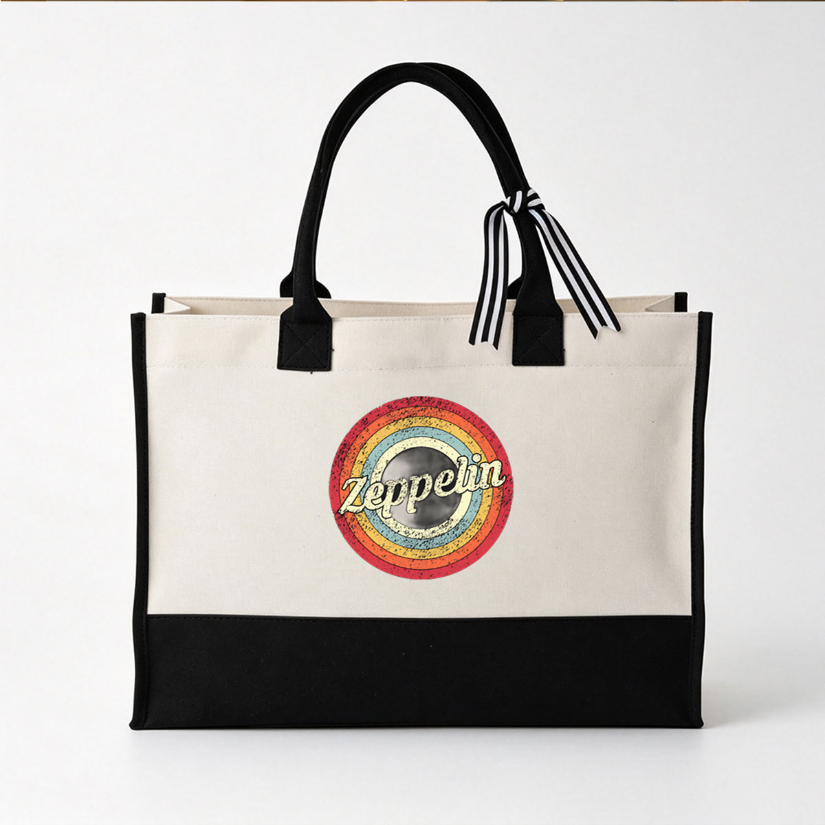 Led Zeppelin Rainbow Logo - Canvas patchwork gift tote bag