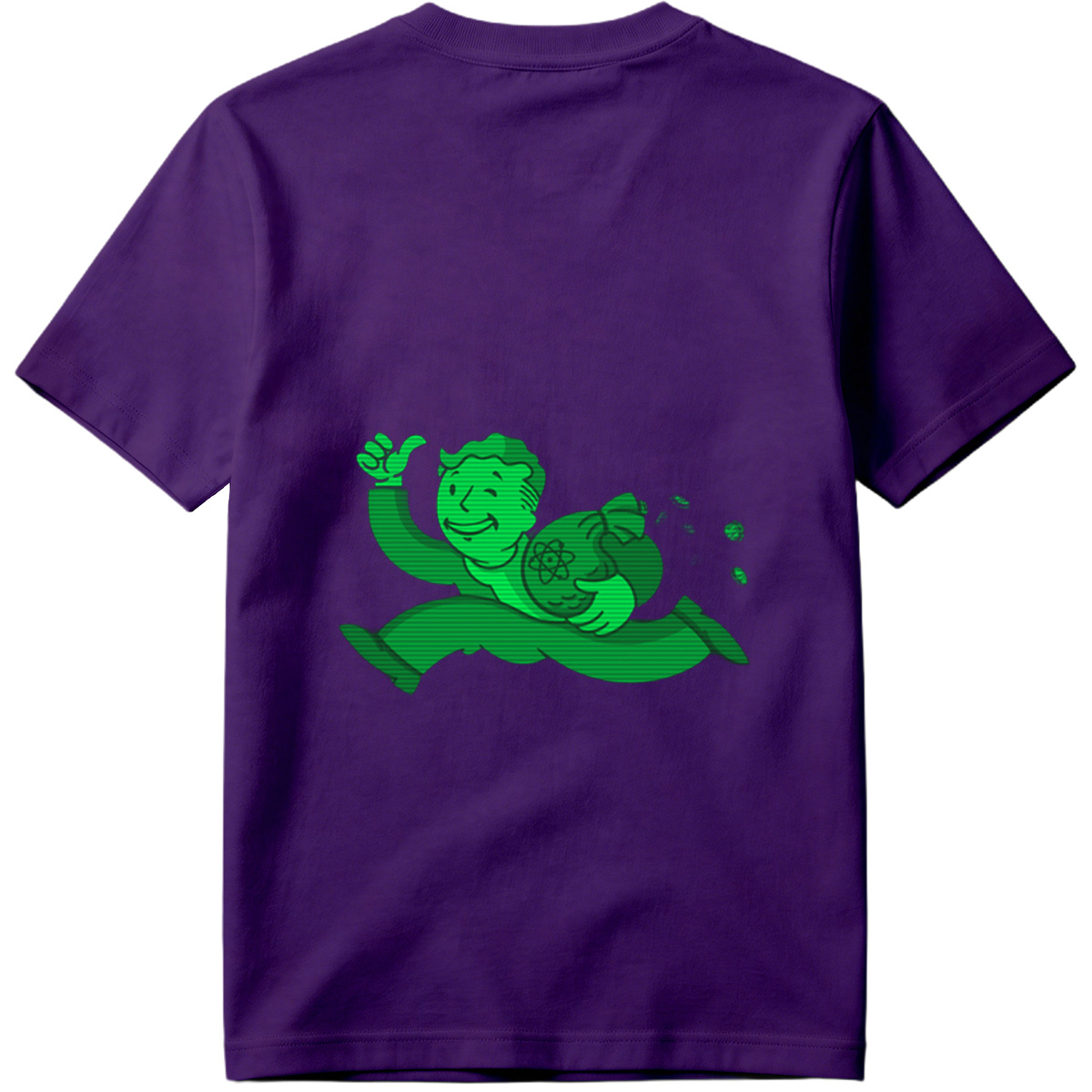 Vault Boy from Fallout Running with a Bag of Atoms - Tee