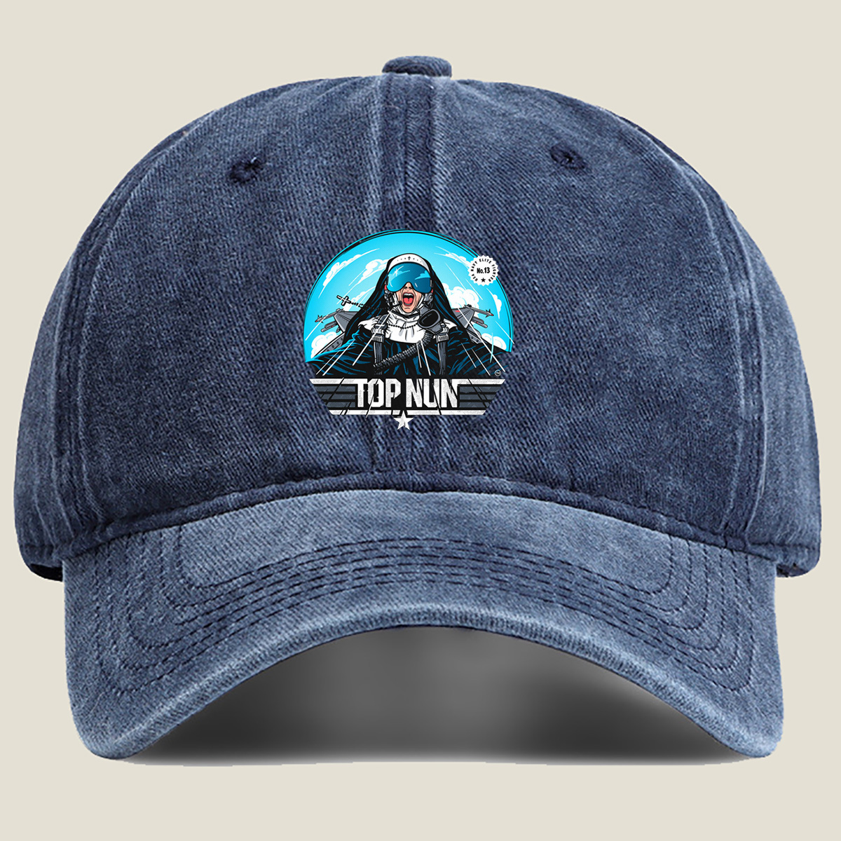 Top Nun: Navy Elite No.13 - Washed Denim - Baseball Cap