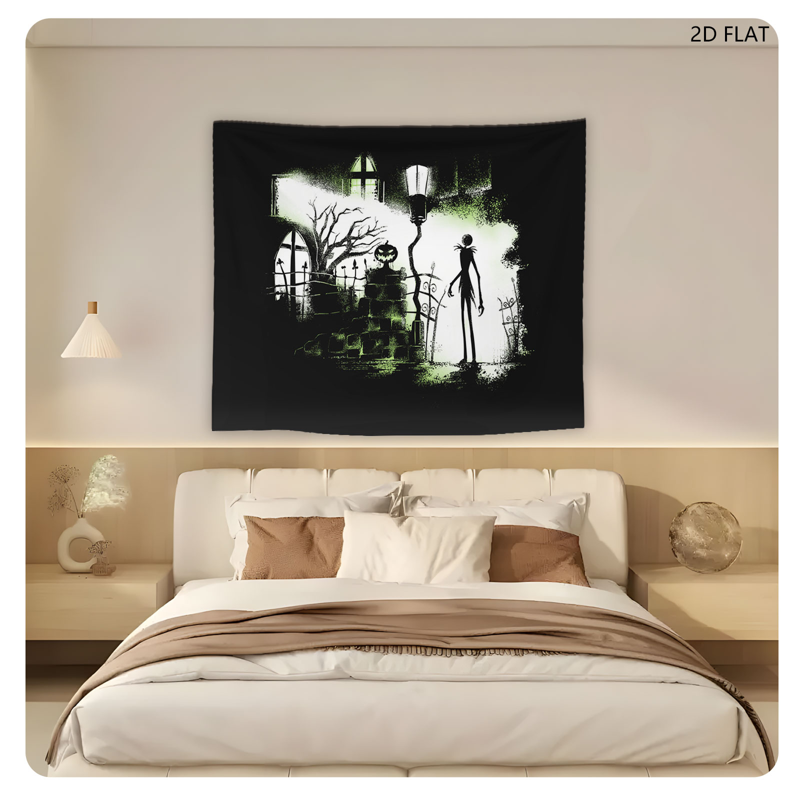 Jack Skellington in a Haunted Halloween Scene - Tapestry