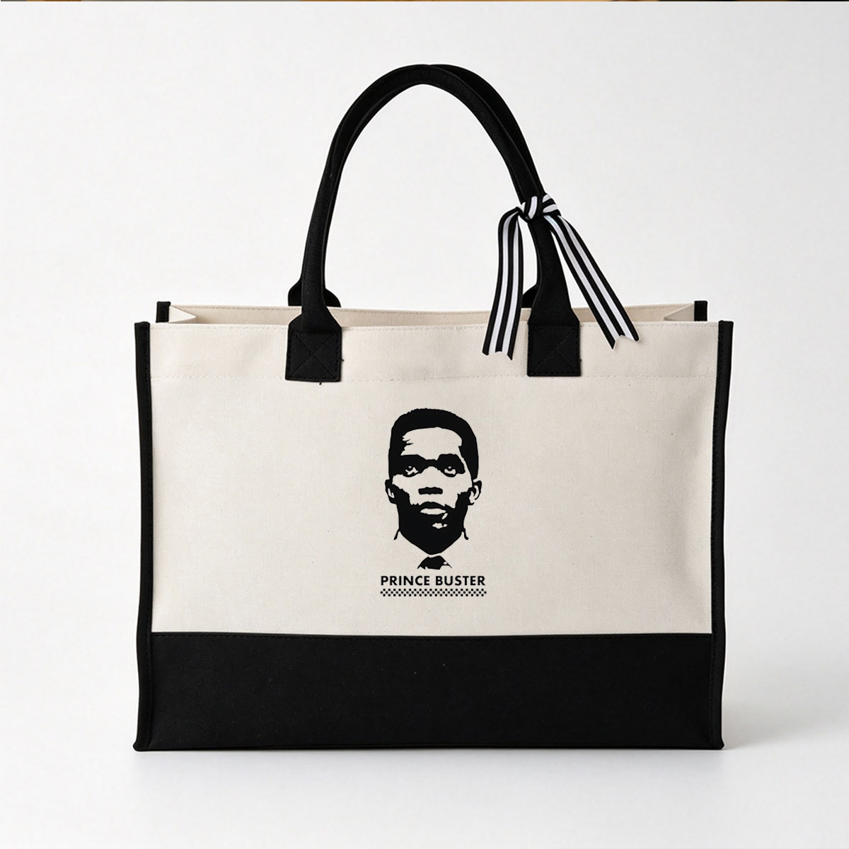 Prince Buster - Reggae Music Legend Silhouette Portrait - Canvas patchwork gift tote bag