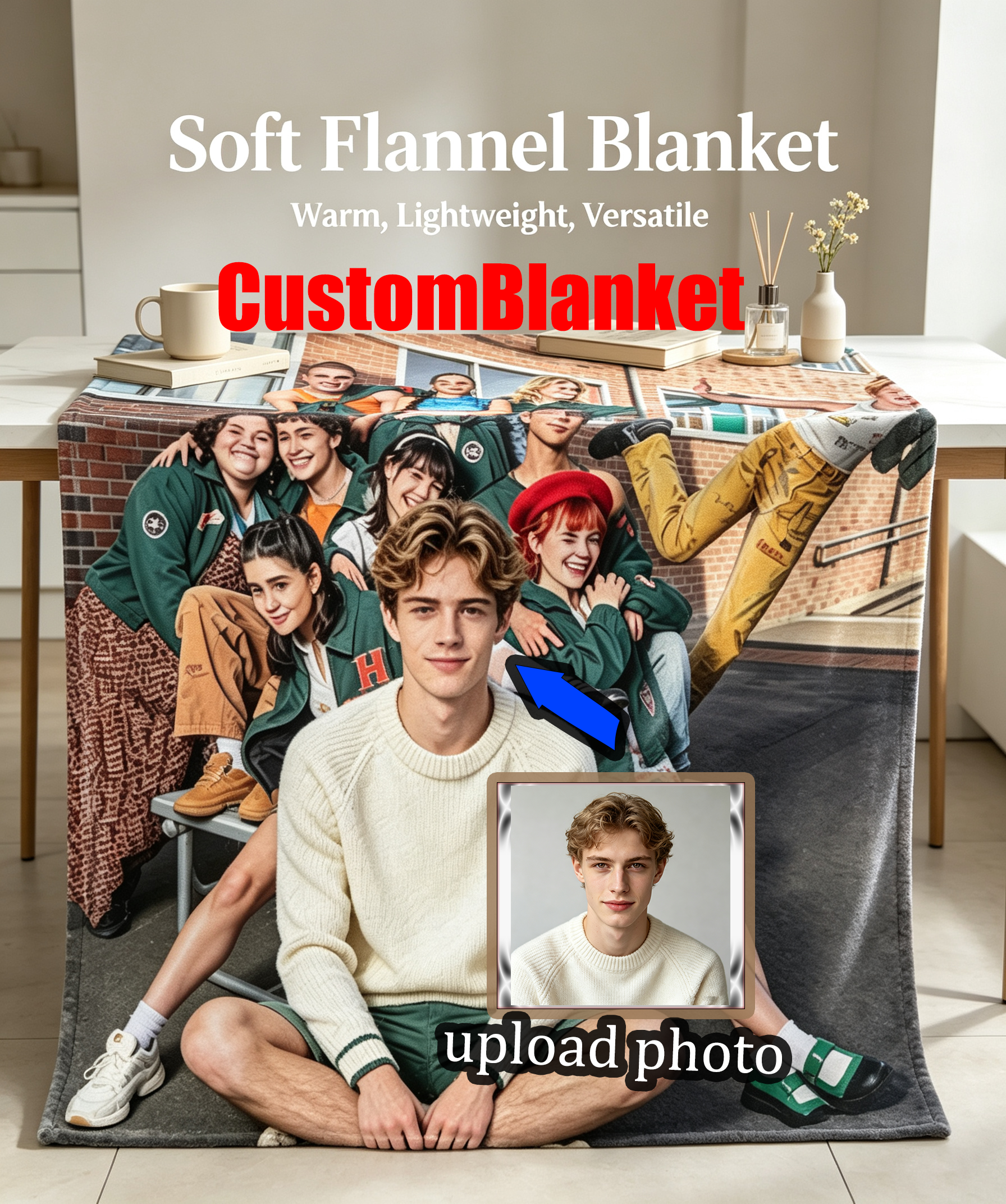Custom Face Blanket The Heathers Movie Cast Flannel Blanket Cozy Home Decor Gift for Fans and Teen Drama Lovers