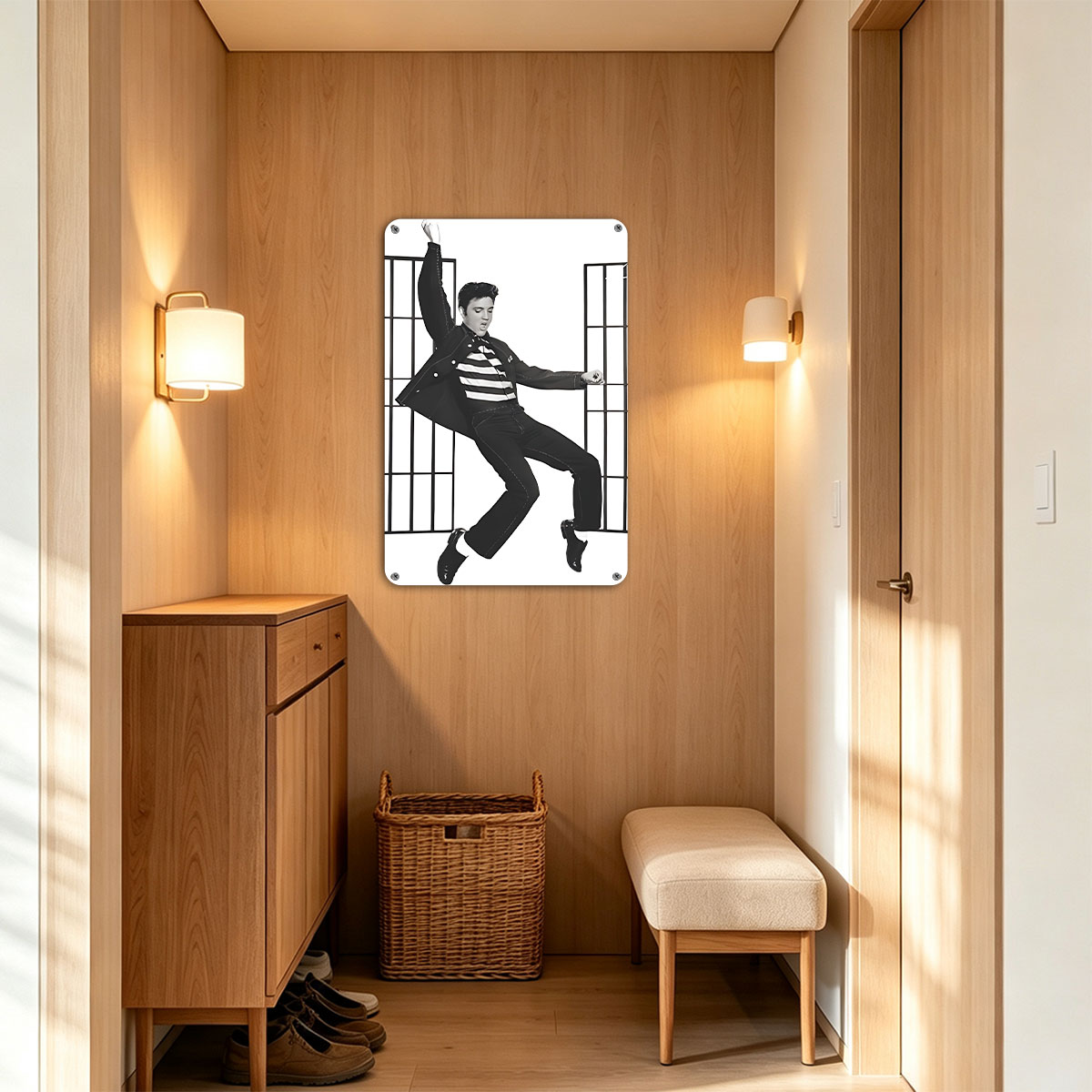 Elvis Presley in Jailhouse Rock Pose with Bars - painting