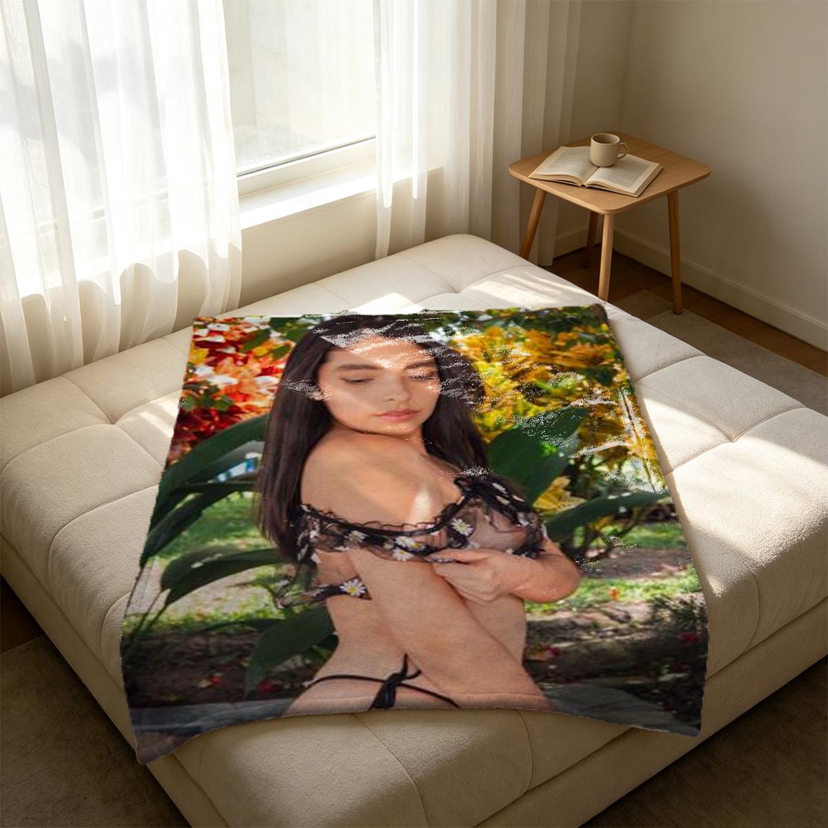 Black Lingerie Tease in Luxury Bathroom - Blanket