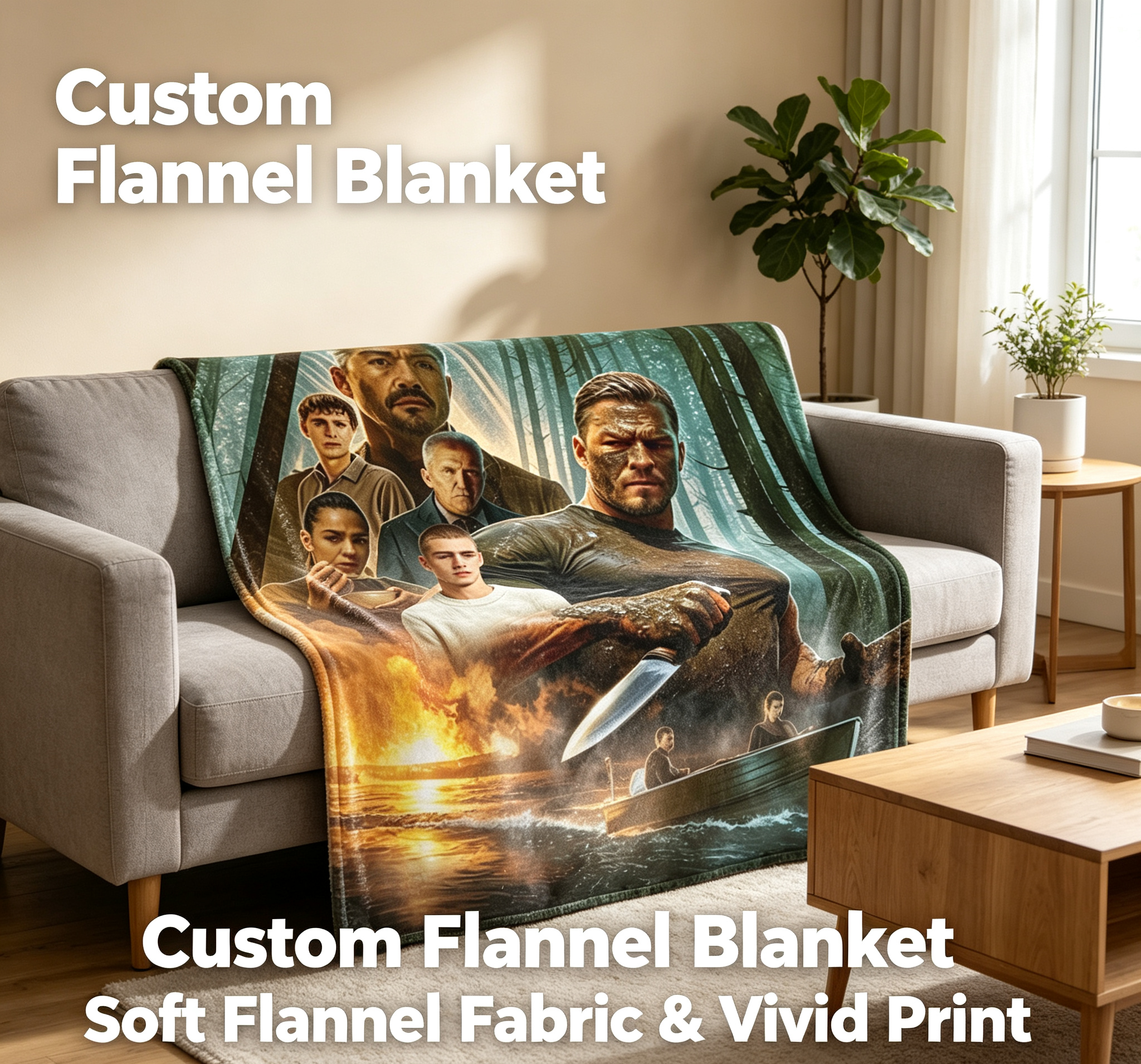 Custom Face Blanket The Last of Us Inspired Flannel Blanket for Couch, Bed, or Travel – Perfect Gift for Fans and Gamers