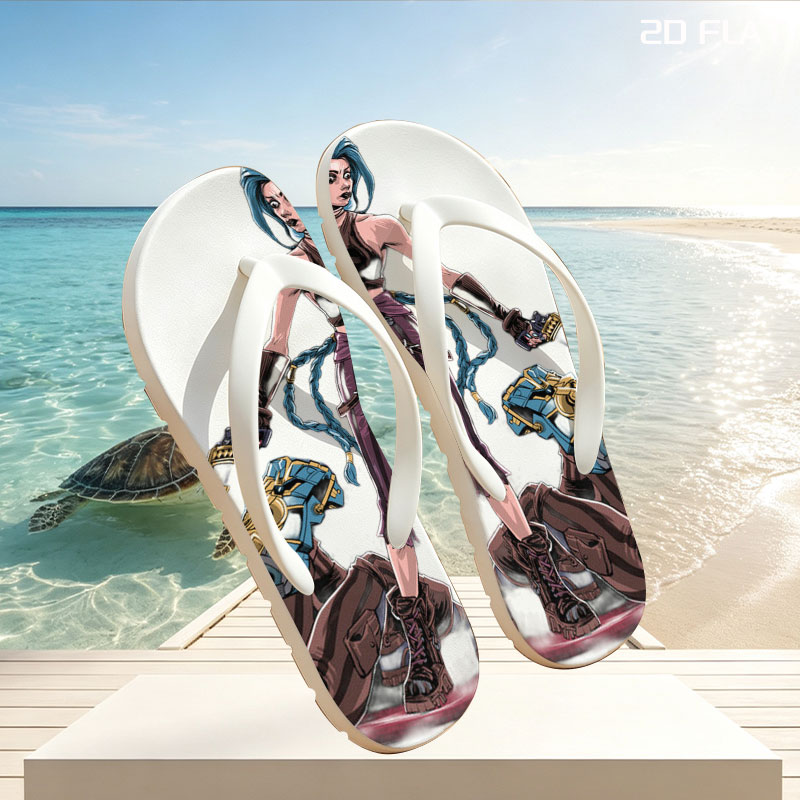 Blue-Haired Warrior and Pink-Haired Ally in Steampunk Combat Stance -  flip-flops