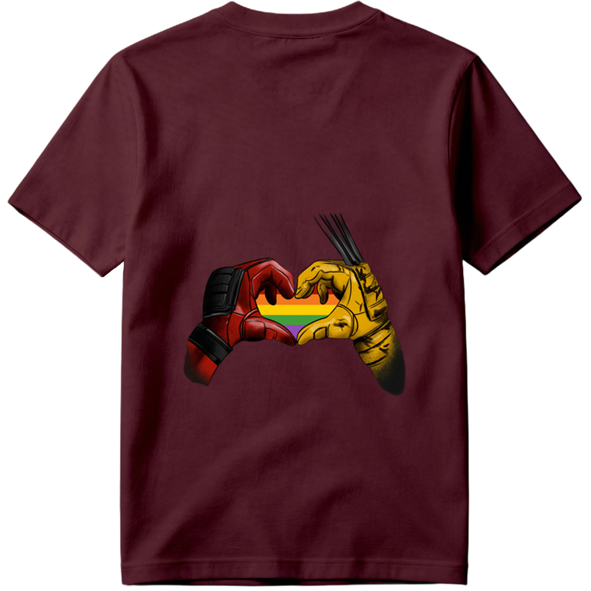 Deadpool and Wolverine Form a Rainbow Heart - Tee