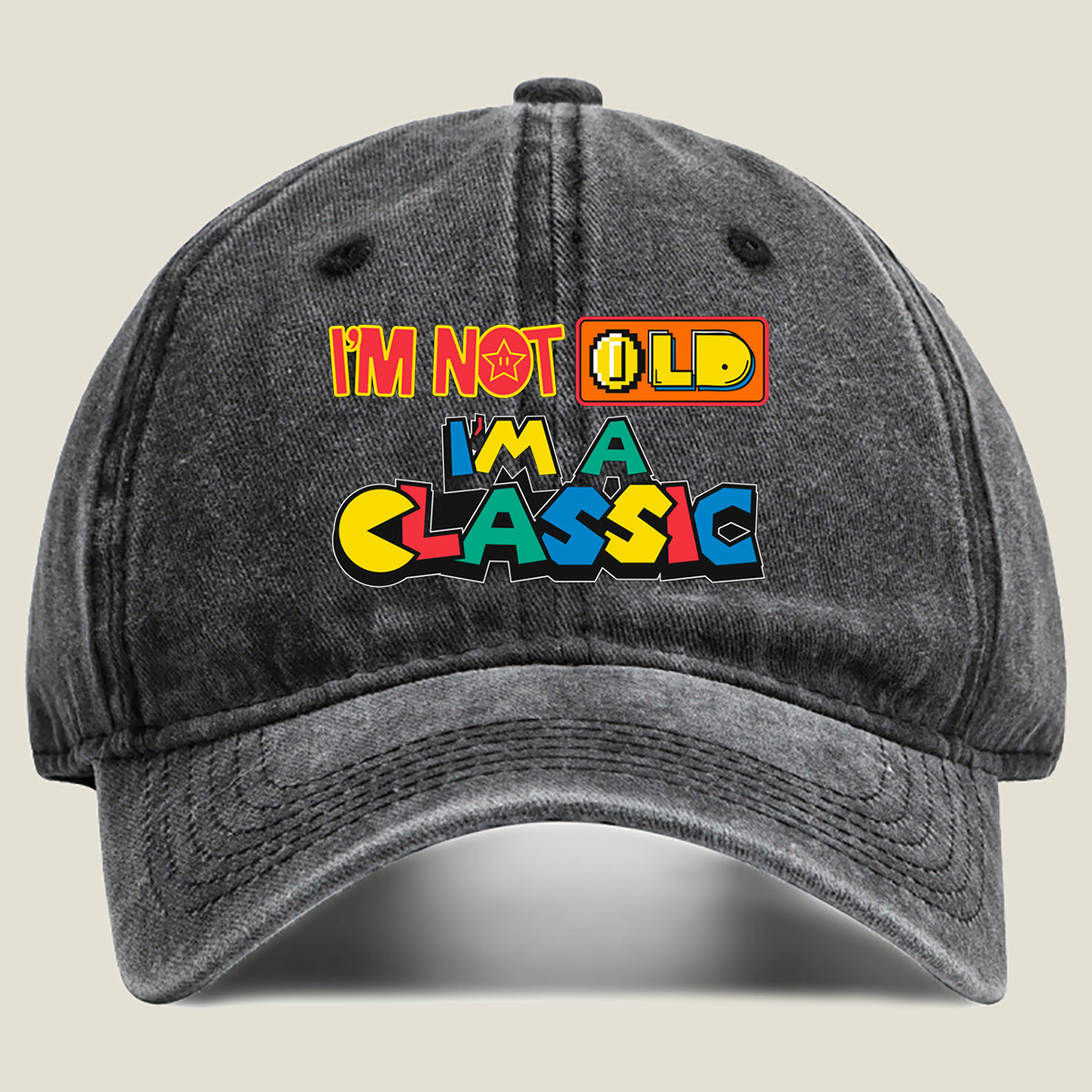 I'm Not Old, I'm a Classic - Retro Gaming Style Design - Washed Denim - Baseball Cap