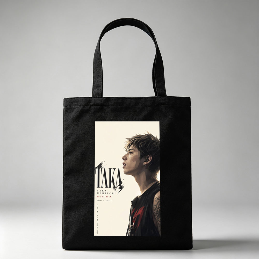 Taka Moriuchi Live Performance Portrait in Black Sleeveless Top with Tattoo and Earpiece - Canvas tote bags