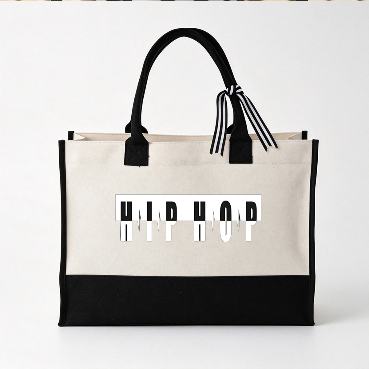 Hip Hop Music Genre Logo - Canvas patchwork gift tote bag