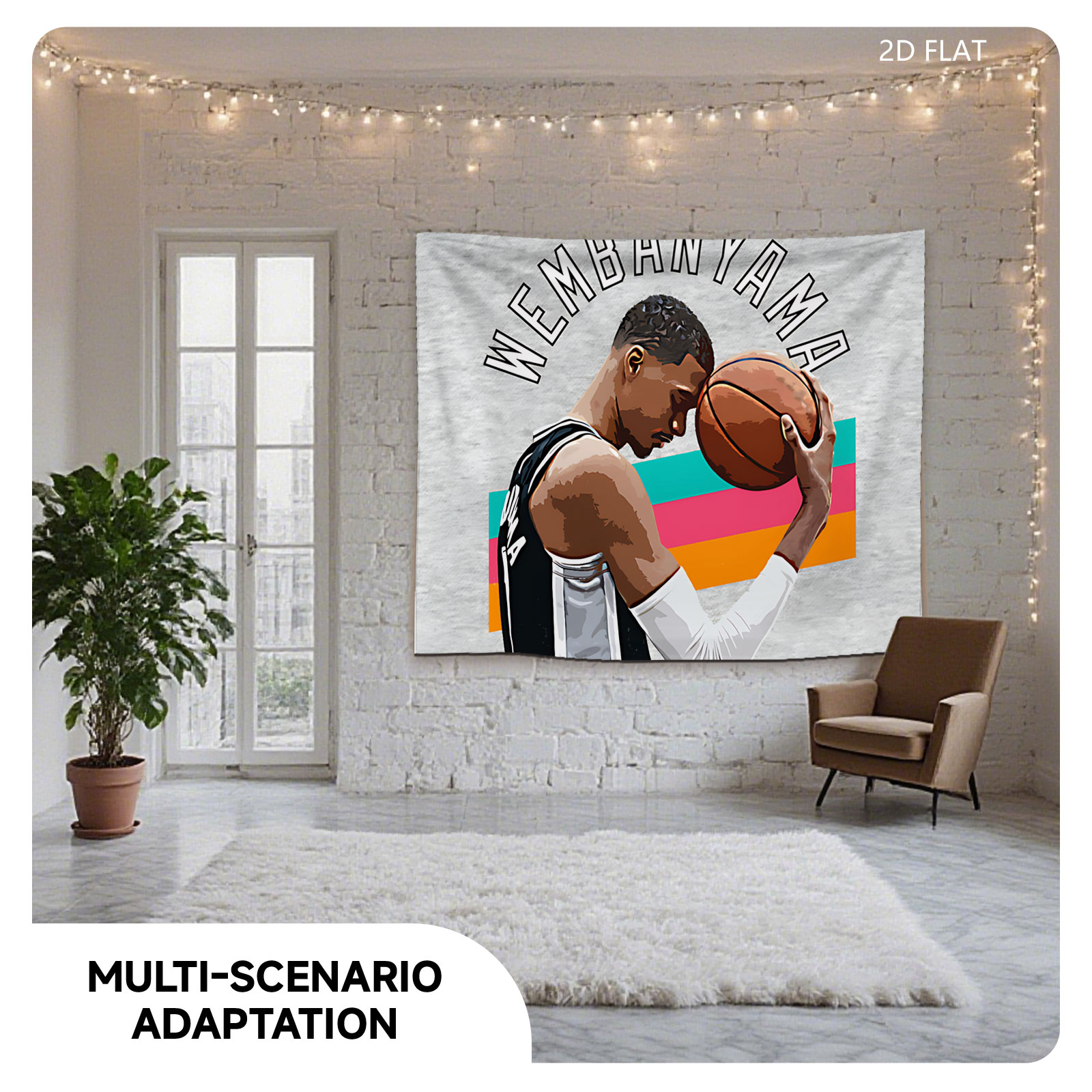 Wembanyama Basketball Player Artwork - Tapestry