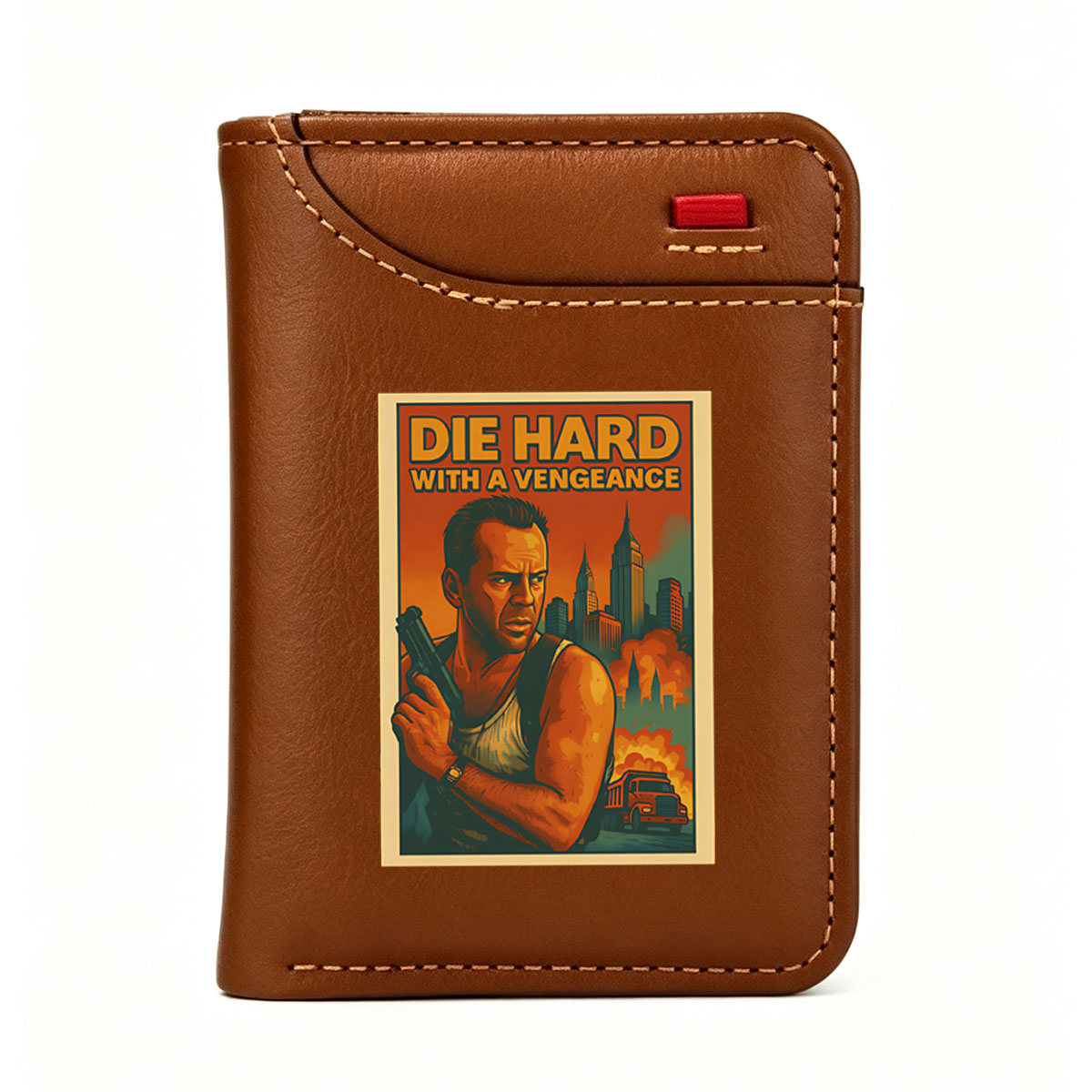 Die Hard With a Vengeance: Bruce Willis as John McClane in Action-packed Urban Chaos - Vertical Style Wallet