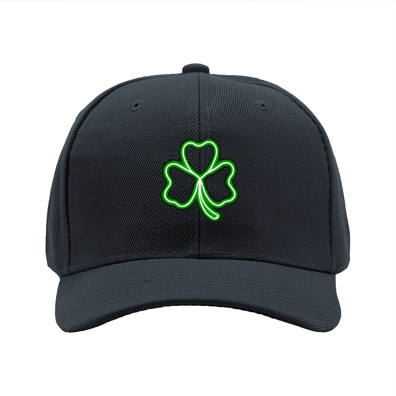 1pc New Baseball Cap with Neon Green Clover Print and Glowing Design Unisex Adjustable Hat for Outdoor Activities and Casual Wear Adults and Teens
