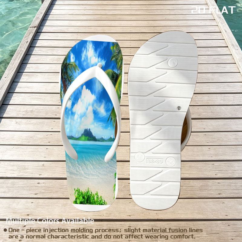 Tropical Beach with Crystal Clear Water and Lush Greenery -  flip-flops