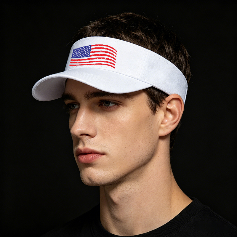Unisex Classic Mesh Visor Hat with American Flag Print - Lightweight Sun Protection Cap for Outdoor Activities, Perfect for Men and Women Who Love Patriotic Style and Casual Wear