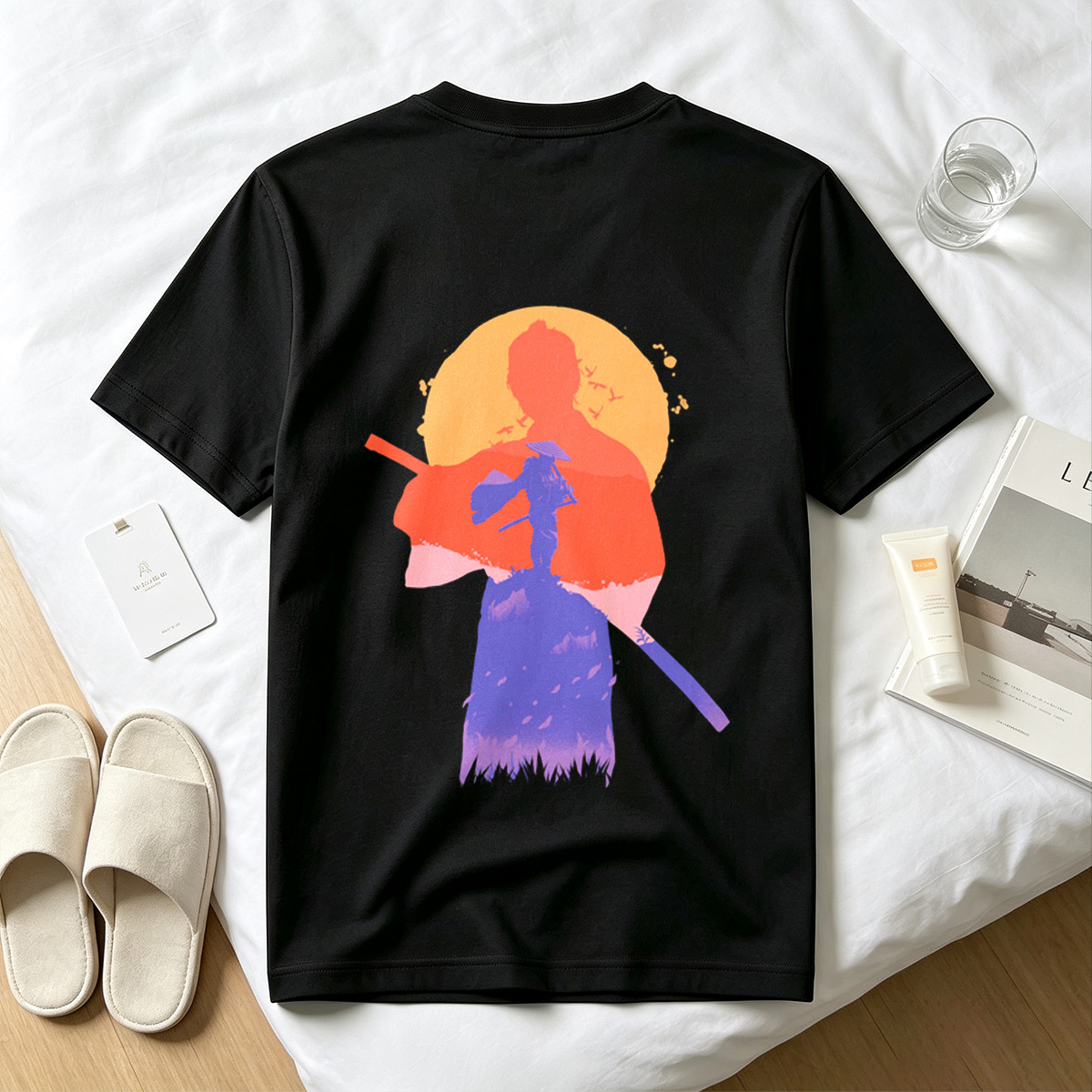 Samurai Silhouette at Sunset - Tee