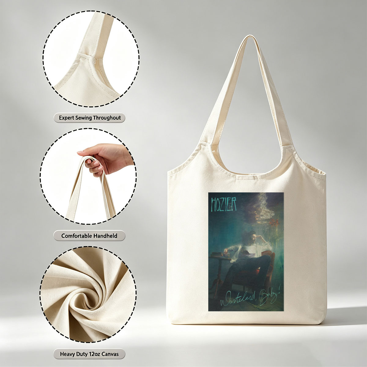 Hozier Underwater Scene with Man in Chair Reading Books and Flowers Floating - Canvas shoulder bags/