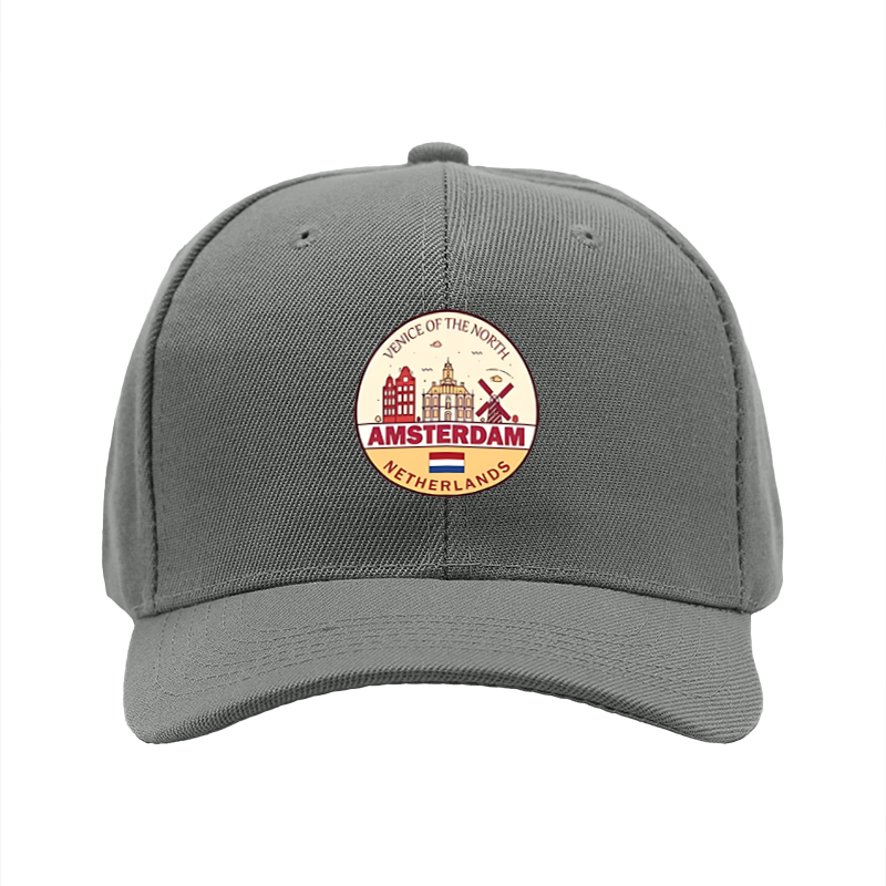 1pc New Baseball Cap Amsterdam Cityscape Print Venice of the North Design Unisex Adjustable Hat for Travel Outdoor Activities Adults and Teens