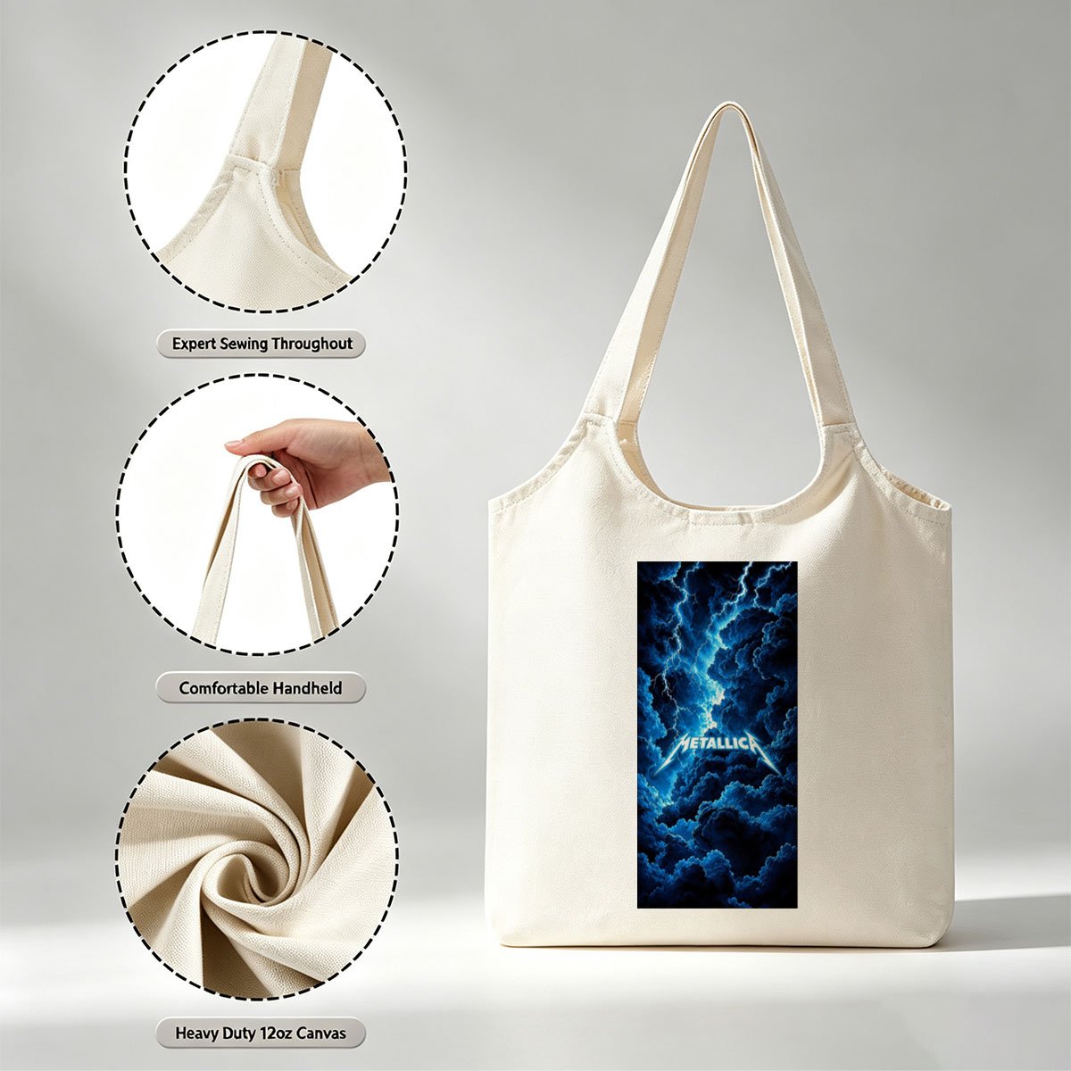 Metallica Stormy Sky Lightning Thunder Clouds Wallpaper - Canvas shoulder bags/