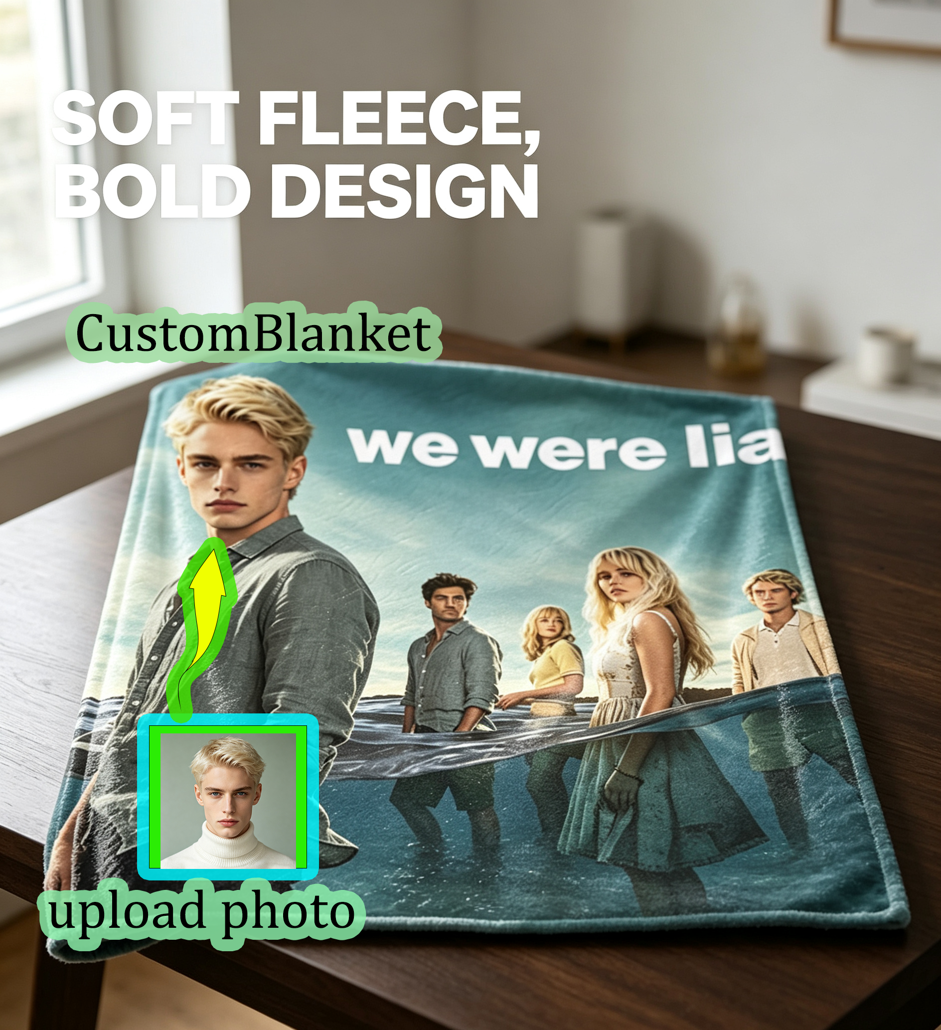 Custom Face Blanket We Were Liars Movie Characters Flannel Blanket Perfect for Couch Lounging and Movie Nights Ideal Gift or Giveaway for Fans