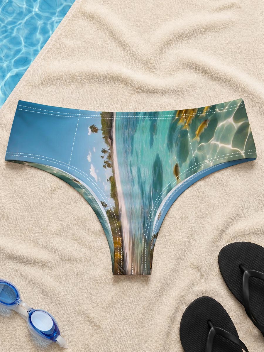 Tropical Beach with Palm Trees and Clear Water -  Men's swim trunks